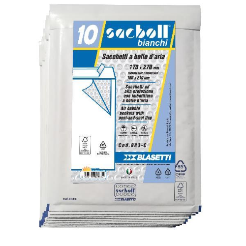 BLASETTI SACBOLL BUSTE A SACCO IMBOTITE 17X27 CM BIANCO CONF 10 Pz.